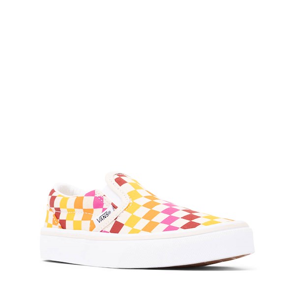 alternate view Vans Classic Slip-On Retro Rainbow Checkerboard Skate Shoe - White / MulticolorALT5
