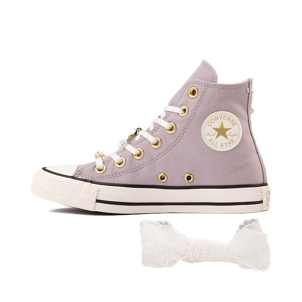 alternate view Womens Converse Chuck Taylor All Star High-Top Dressed Up Pearls & Lace Sneaker - Frozen ThistleALT1