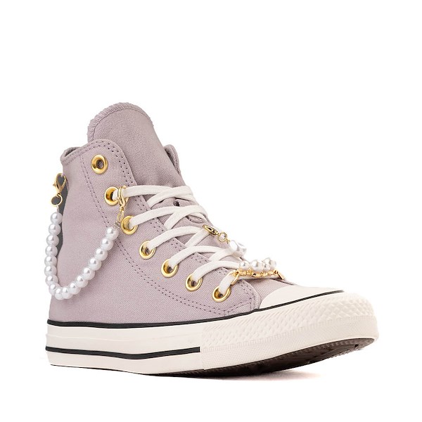 alternate view Womens Converse Chuck Taylor All Star High-Top Dressed Up Pearls & Lace Sneaker - Frozen ThistleALT5