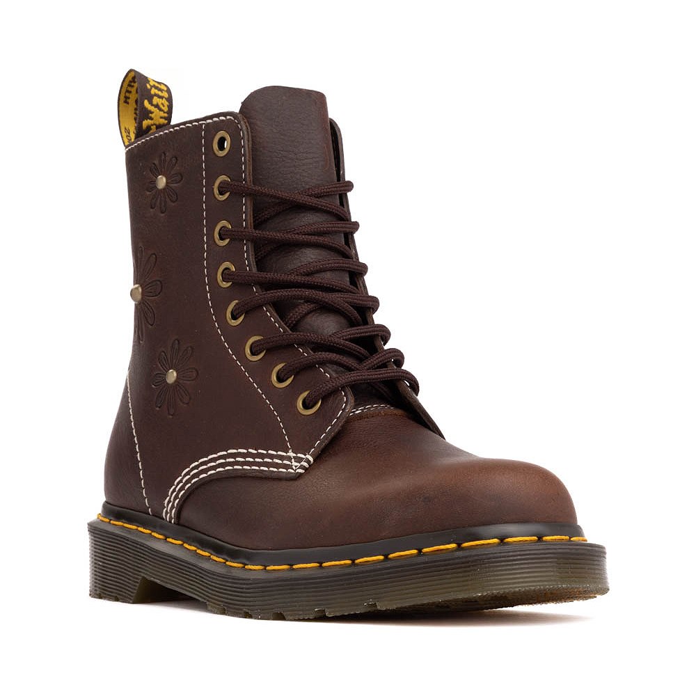 Womens Dr. Martens 1460 Pascal Flower 8-Eye Boot - Dark Brown