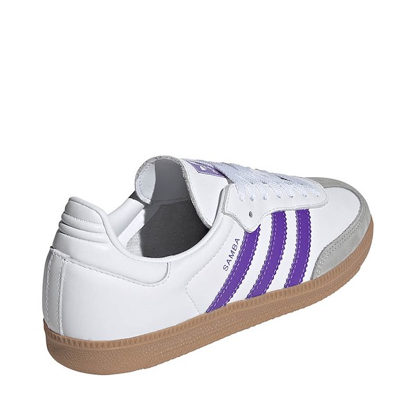 alternate view Womens adidas Samba OG Athletic Shoe - Cloud White / Purple Rush / Grey OneALT4