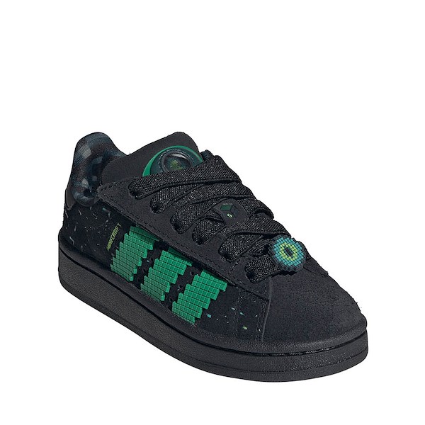 adidas x Minecraft Campus '00s Comfort Closure Elastic Lace Shoe - Little Kid Core Black / Semi Court Green Solar