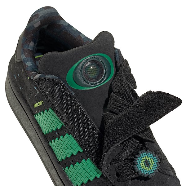 adidas x Minecraft Campus '00s Comfort Closure Elastic Lace Shoe - Little Kid Core Black / Semi Court Green Solar