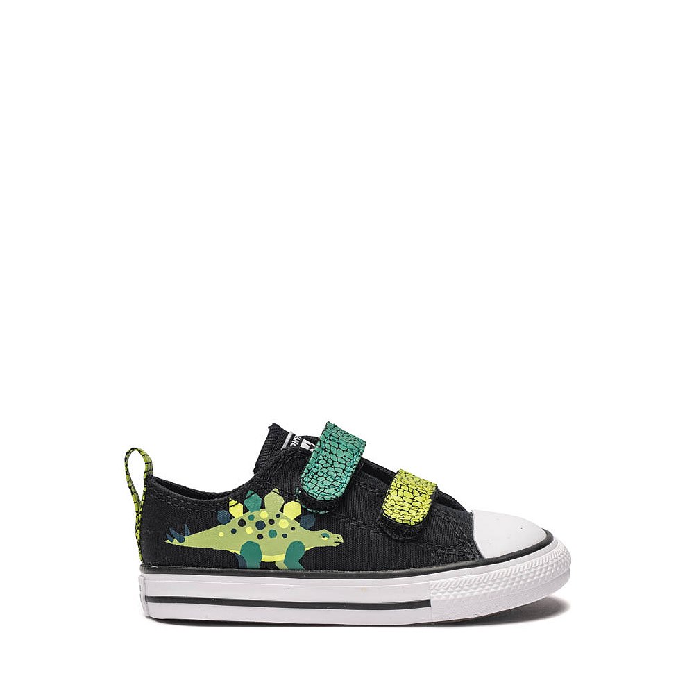 Converse Chuck Taylor All Star Dinos Easy-On Low-Top Sneaker - Baby / Toddler - Black / White / Neon Mantis Green
