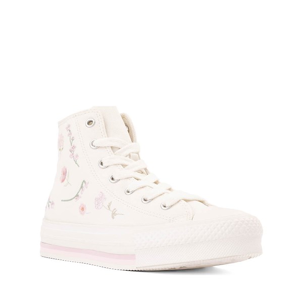 alternate view Converse Chuck Taylor All Star Lift Boho Floral High-Top Sneaker - Big Kid - Vintage White / Summit PinkALT5