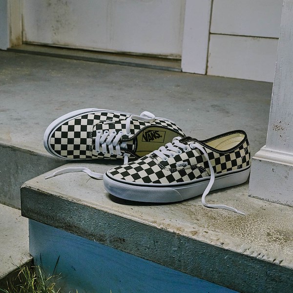 alternate view Vans Authentic Primary Checkerboard Skate Shoe - Black / WhiteHERO