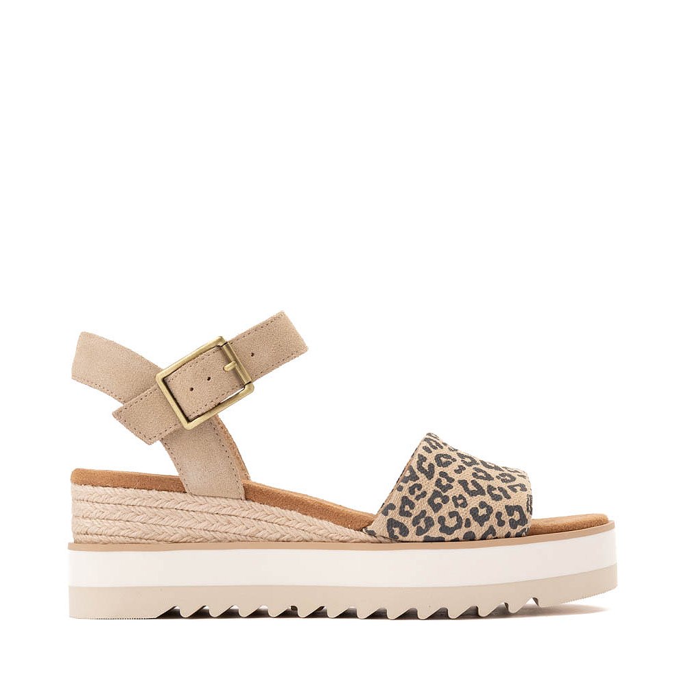 Womens TOMS Diana Wedge Sandal - Natural / Leopard Print
