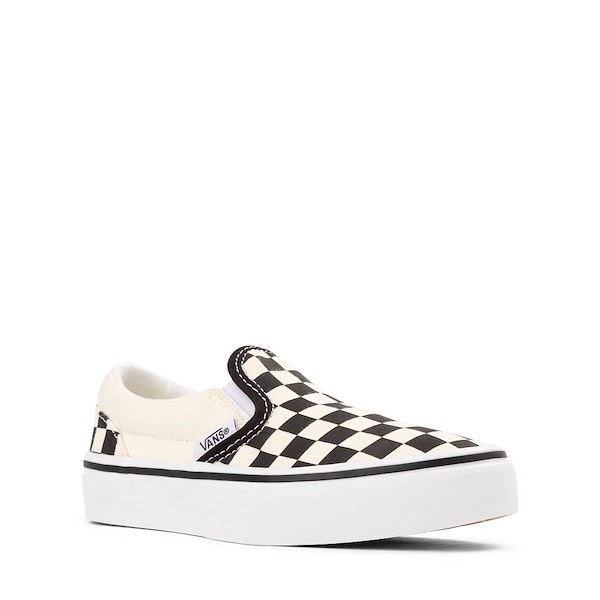 alternate view Vans Classic Slip-On Checkerboard Skate Shoe - Little Kid - Black / WhiteALT5