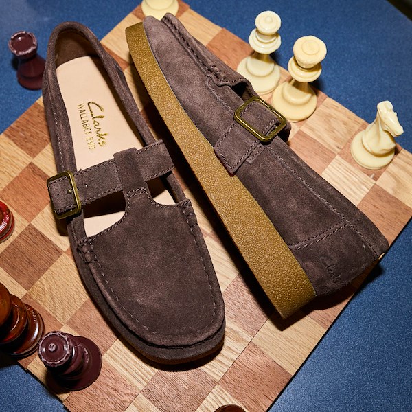 Clarks Wallabee Evo バーガンディ Womens Clarks Wallabee Evo T-Bar Mocassin - Chocolate | JourneysCanada