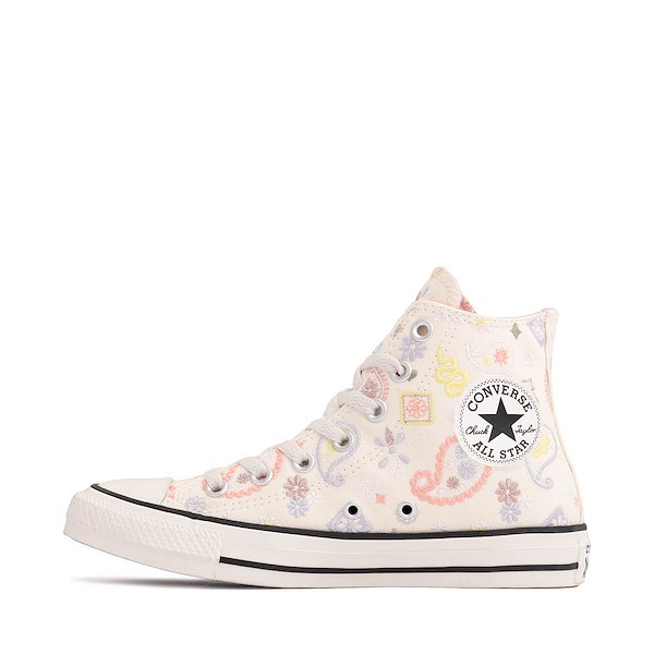 alternate view Converse Chuck Taylor All Star Embroidered Paisley Pop High-Top Sneaker - Egret / Olive Android / Petal PinkALT1