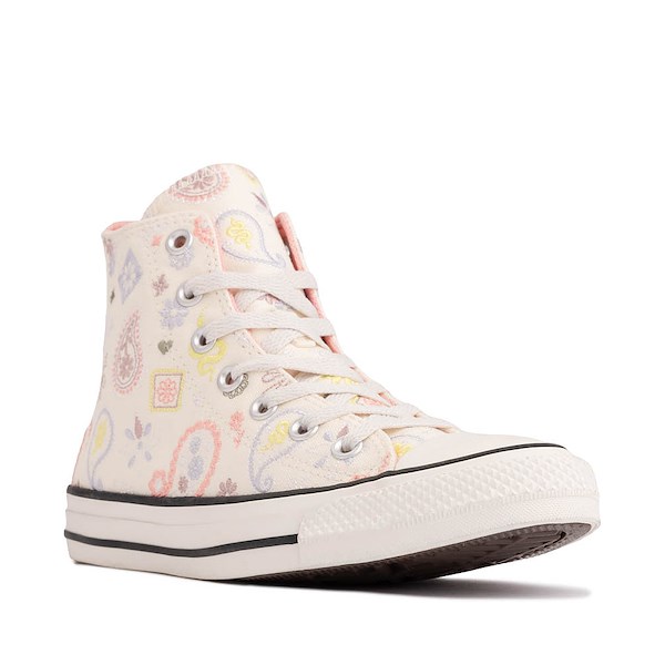 alternate view Converse Chuck Taylor All Star Embroidered Paisley Pop High-Top Sneaker - Egret / Olive Android / Petal PinkALT5