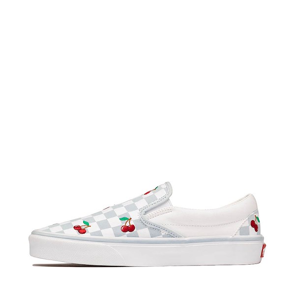 alternate view Vans Classic Slip-On Cherries & Checkers Skate Shoe - Light Blue / True WhiteALT1