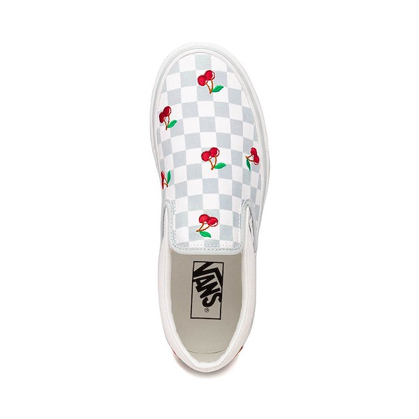 alternate view Vans Classic Slip-On Cherries & Checkers Skate Shoe - Light Blue / True WhiteALT2