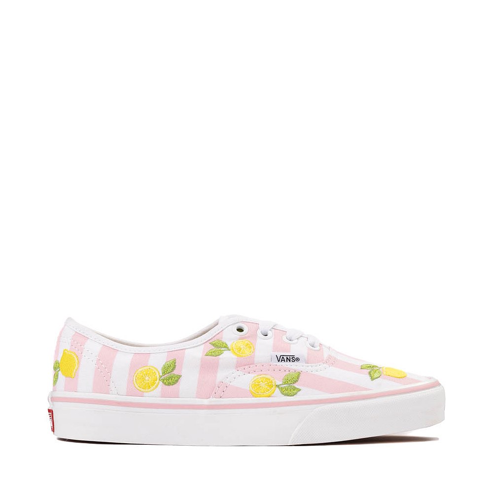 Vans Authentic Lemons & Stripes Skate Shoe - Light Pink / White / Yellow